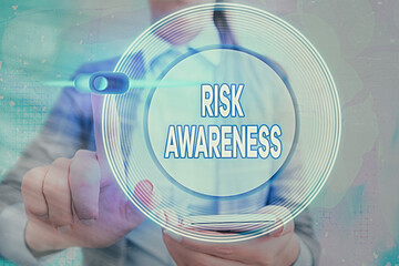 Word writing text Risk Awareness. Business photo showcasing recognizing factors that may cause a...