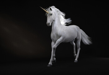 Plakat 3D Render : the portrait of Unicorn horse