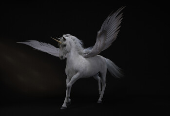 3D Render : the portrait of Unicorn horse with wings