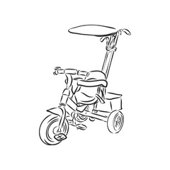 BMX. Children's bicycle. Element for extreme sports. Outdoor activity element. Black and white vector isolated on white background. children's Bicycle, vector sketch illustration