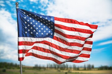 The flag of the United States of America on nature background