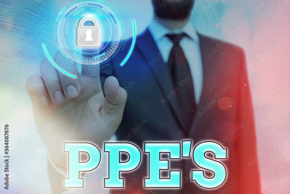 Poster conceptual hand writing showing ppe s is. concept meaning specialized equipment for protection again