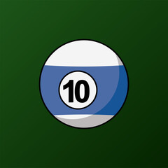 Pool ball. Number 10 ball icon. Billiard ball symbol modern, simple, vector, icon for website design, mobile app, ui. Vector Illustration