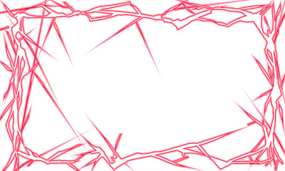 稲妻の長方形フレーム 赤色　透明・白