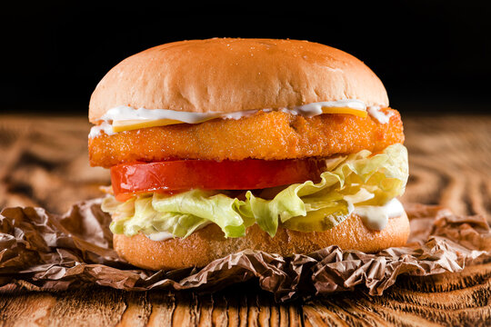 fish Burger fishburger on a black
