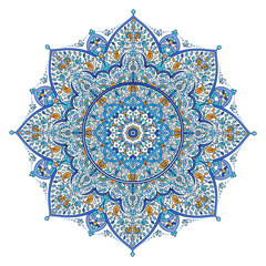 Moroccan mandala. Luxury vector pattern on a white background.  Mosaic design elements. Traditional Turkish, Indian motifs. Great for fabric and textile, wallpaper, packaging or any desired idea.