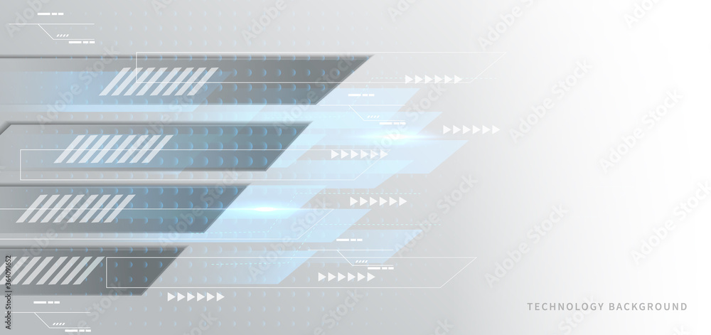 Poster banner blue geometric lines overlapping layer movement on gray background with copy space for text.