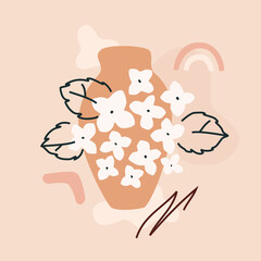 Clay Pot And Hortensia