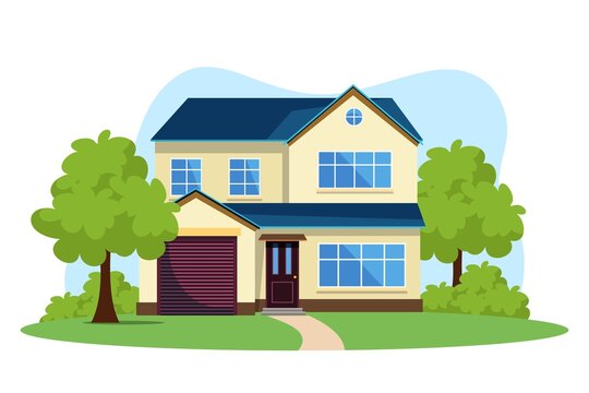 Modern front of house vector illustration
