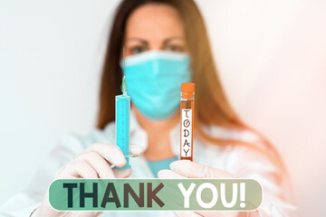 Text sign showing Thank You. Business photo text polite expression to acknowledge a gift, service...