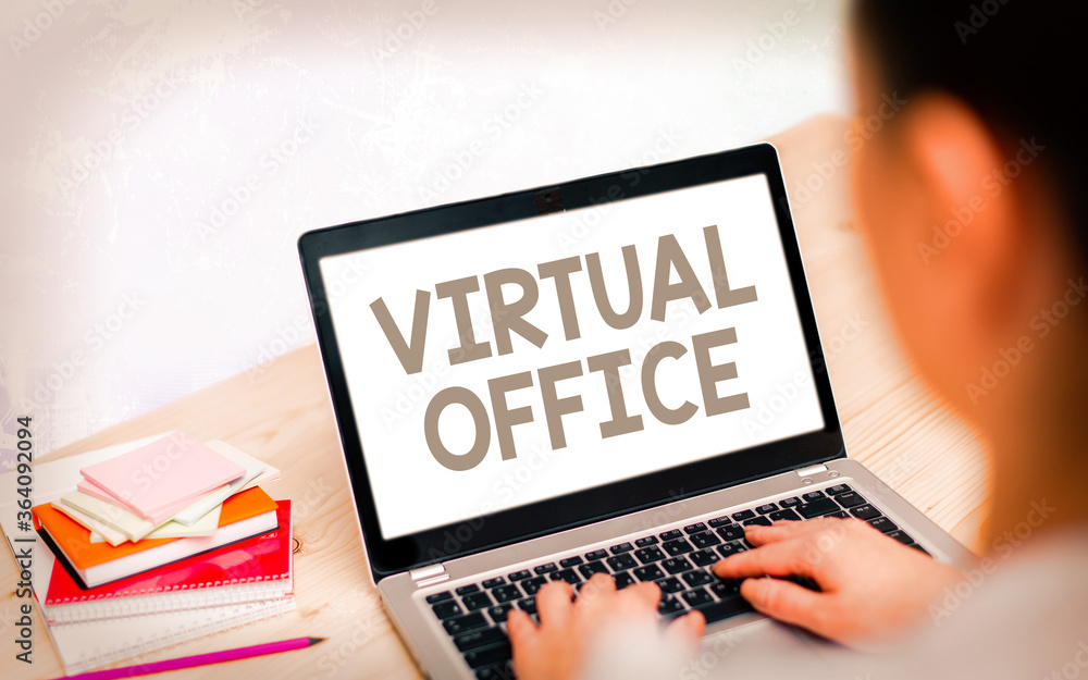 Poster conceptual hand writing showing virtual office. concept meaning operational domain of any business o