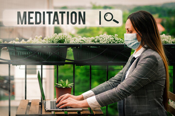 Writing note showing Meditation. Business concept for achieve a mentally clear and emotionally calm...