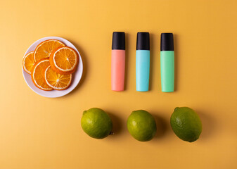 three colorful highlighter markers