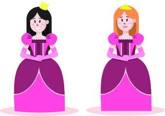 Beautiful princess. Illustration for books and manuals for children. Fairy Princess. Princess in a beautiful dress. Flat illustration. Vector image.