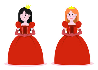 Beautiful princess. Illustration for books and manuals for children. Fairy Princess. Princess in a beautiful dress. Flat illustration. Vector image.