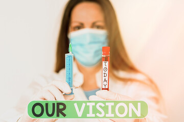Text sign showing Our Vision. Business photo text an aspirational description of what an...