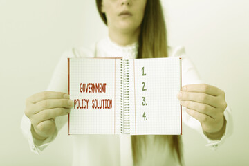 Word writing text Government Policy Solution. Business photo showcasing designed game plan created...