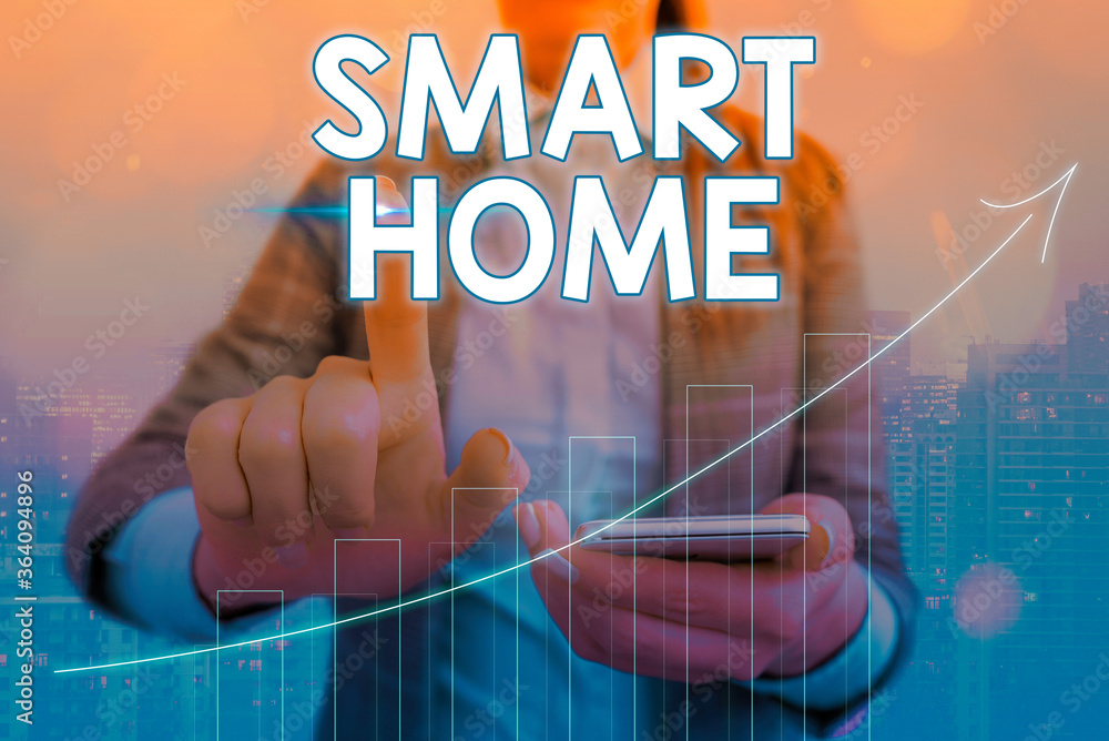 Poster conceptual hand writing showing smart home. concept meaning equipped home can be controlled remotely