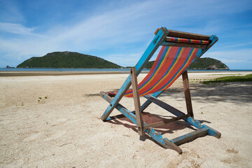 Beach chair on the beach in sunny day