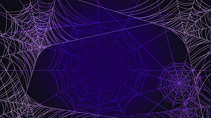 Spider Web On Dark Background Halloween Design Elements Spooky Scary Horror Decor Vector