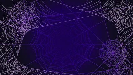 Fototapeten Spider Web On Dark Background Halloween Design Elements Spooky Scary Horror Decor Vector © Дмитрий