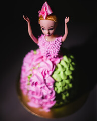Doll cake close up from the top