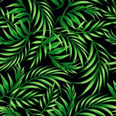 Fototapeta na wymiar Seamless tropical pattern with palm leaves. Vector pattern. summer botanical illustration for clothes, cover, print, illustration design. 