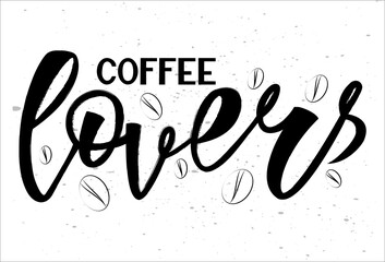 Black and white vector illustration of Coffee Lovers . The sign can be used in the design of cafes, coffee shops, coffee houses, menu, for printing on paper coffee cup, dishes, clothes, postcard.