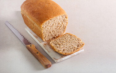 Homemade wholewheat loaf of bread