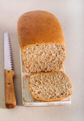 Homemade wholewheat loaf of bread