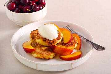 Cottage cheese fritters served