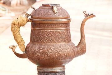 Copper metal pot used for making  traditional drink kawa