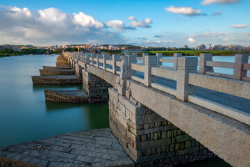 Quanzhou City, China has a thousand year history of stone bridge: Luoyang Bridge.
