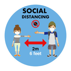 Social distancing concept art - university students