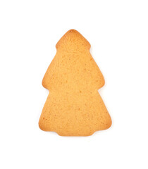 Christmas gingerbread in the shape of a Christmas tree, isolated on a white background