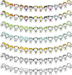 vector drawing cartoon kids set 