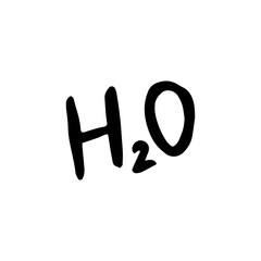 Water formula H2O. Water design doodle style hand drawn.