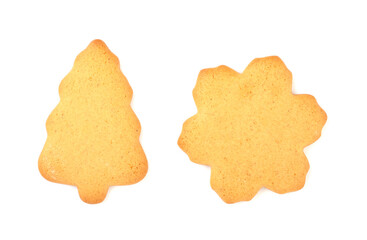 Gingerbread cookies snowflake isolated on a white background