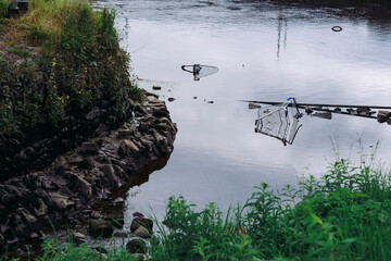 River with old shopping carts, Stirling, Scotland