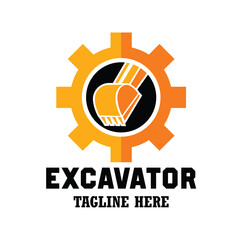excavator or excavation logo emblems and insignia with text space for your slogan tagline. vector illustration