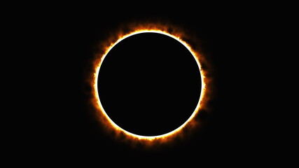 Solar eclipse, computer generated. Burning ring of fire, portal, gate. 3d rendering of fantastic backdrop. © turbomotion046