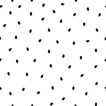 Seamless pattern with black seeds on white background. Natural, organic, eco, fresh.