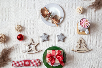 Festive New year decor on a light background.
