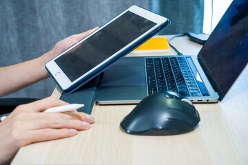 man working on laptop at home