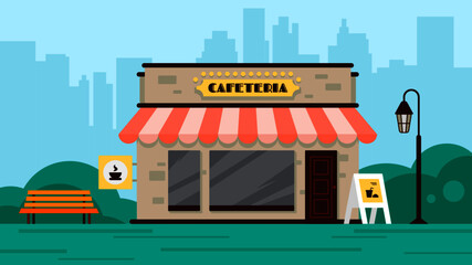 Cafeteria / cafe building shop lantern signboard vector illustration for your business or personal use