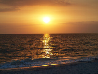 Captiva Island Beach Sunset with Rolling Waves on the Shoreline