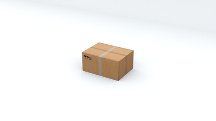 Cardboard packaging for sending various products, computer generated. The concept of safe transportation of goods. 3d rendering of technologycal background