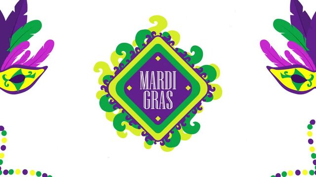 Colorful party mask with Mardi Gras text