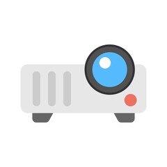 Projector icon illustration in flat design style. Business presentation sign.