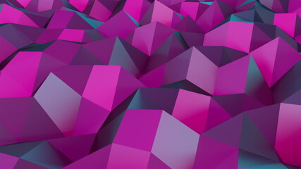 Obraz premium 3d rendering low poly geometric surface. Computer generation abstract iridescent waving background.